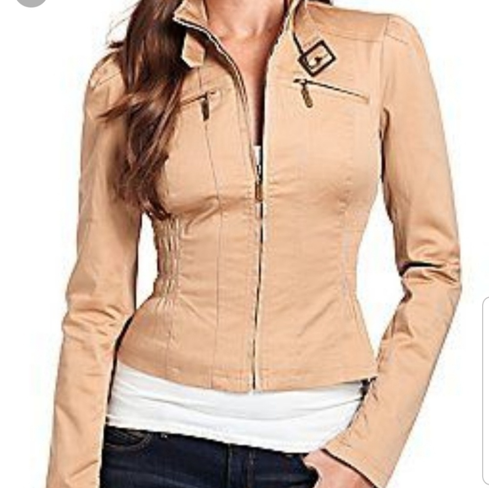 Guess Daria Smocked Jacket (Tan)